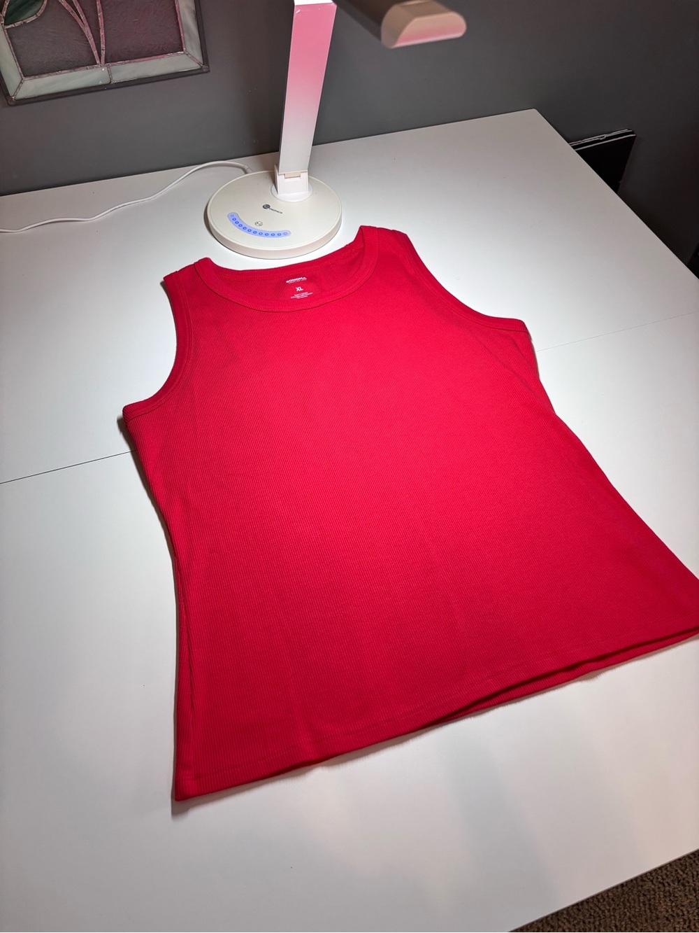 Sonoma Women’s Ribbed Scoop Neck Tank Top Poppy Colored NWOT Size XL Y2K Beach